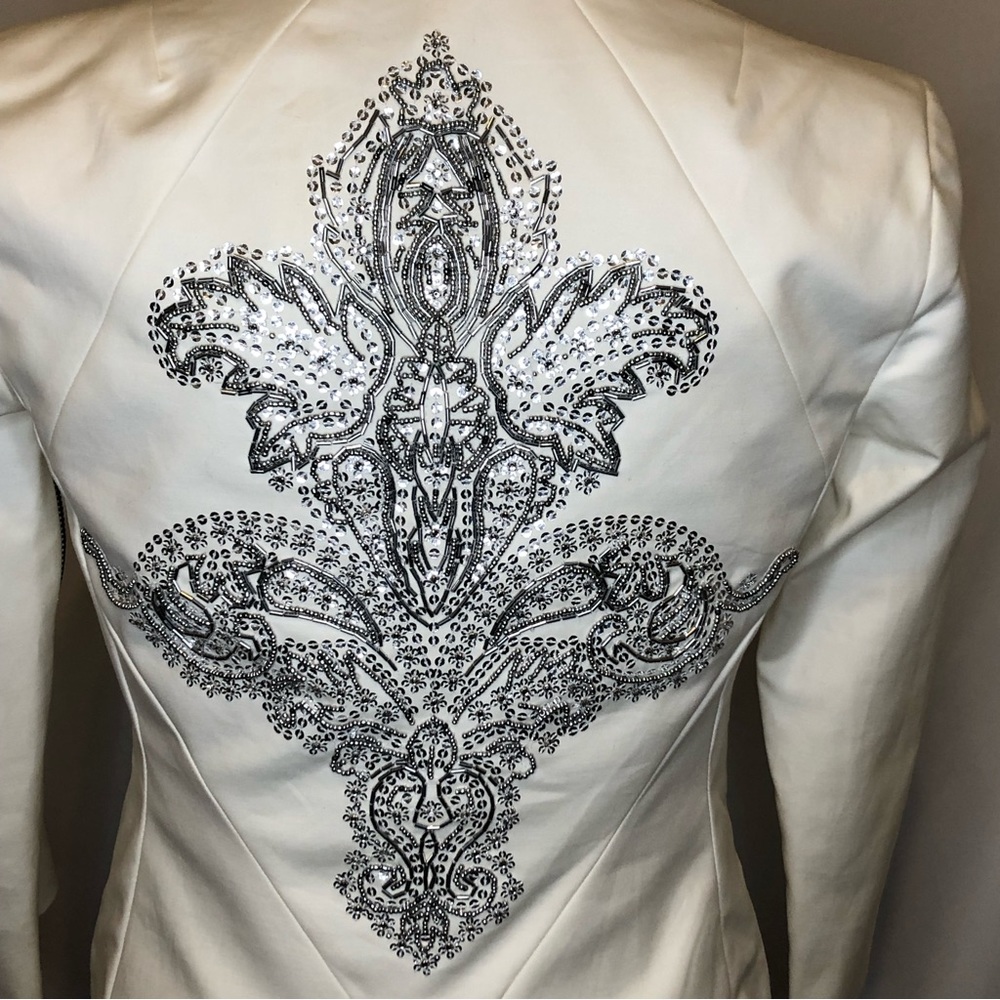 Robert Rodriguez White Jacket with Silver Beaded Back NWT - Picture 5 of 11